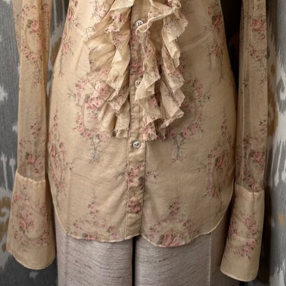 Ralph Lauren Spring 2003 Runway Collection Wallpaper Floral Mesh Knit Blouse - Picture 2 of 15